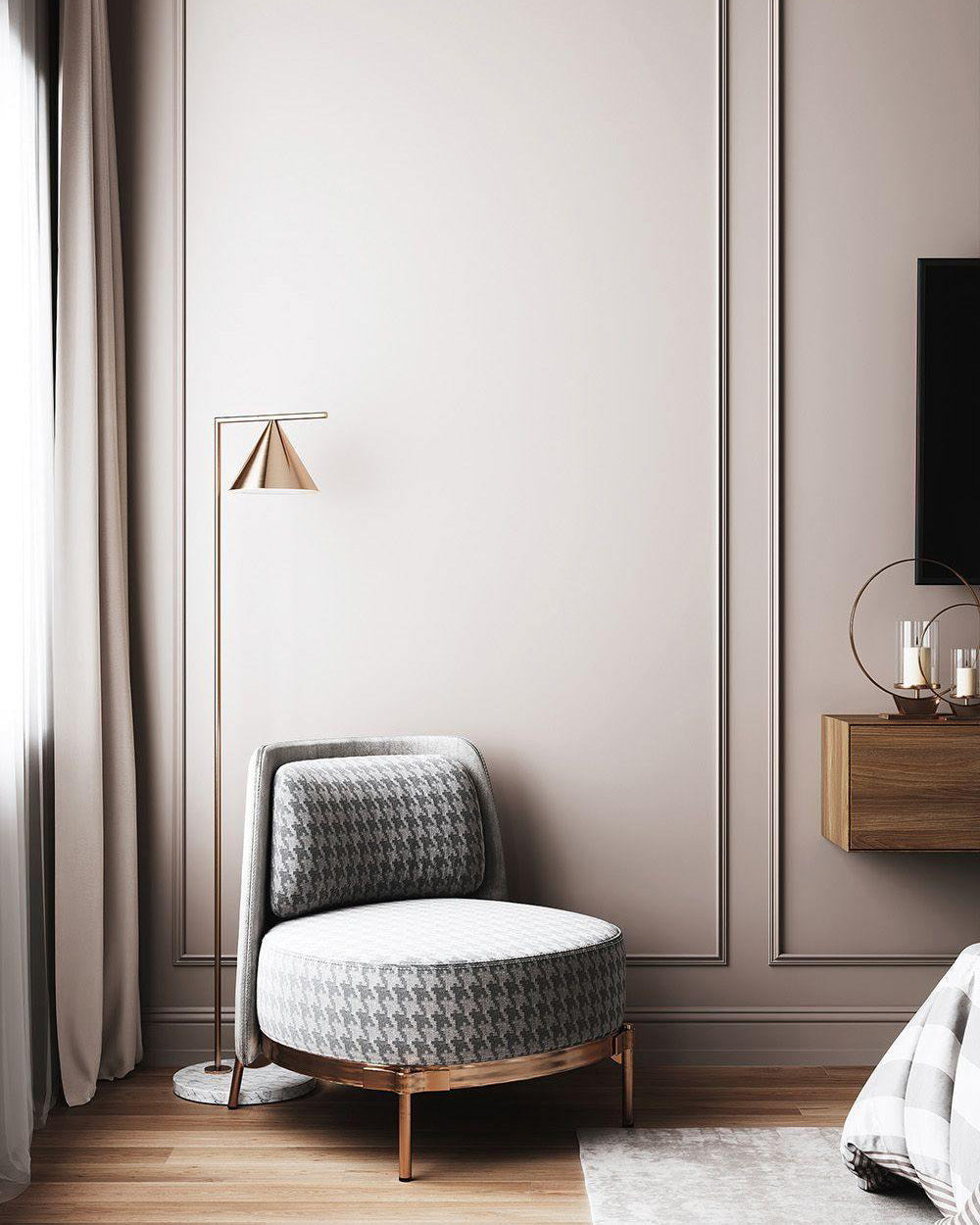 Adjustable Floor Lamp with Conical Shade