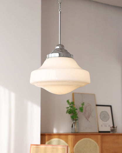 Vintage Opaline Glass Pendant Light