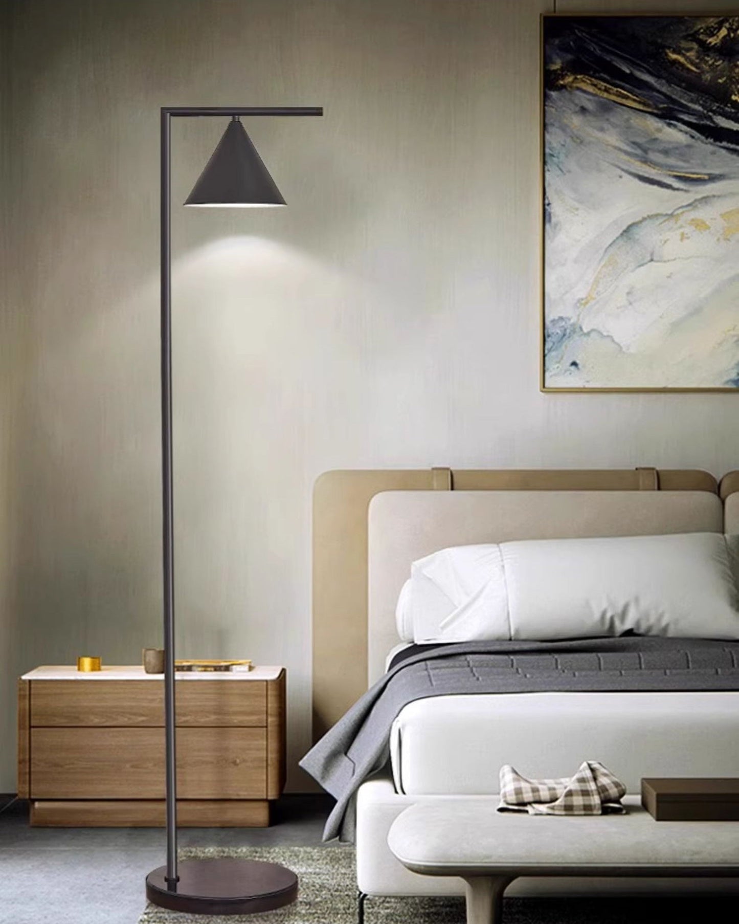 Adjustable Floor Lamp with Conical Shade