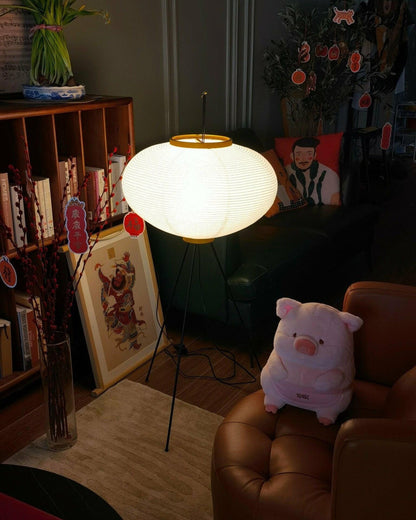 Lantern Fabric Tripod Floor Lamp