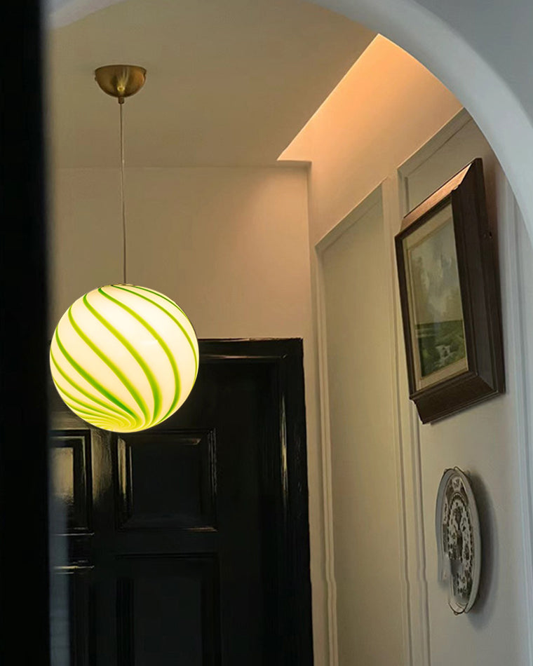 Swirling Glass Globe Pendant Light
