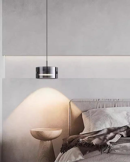 Black Glass Drum Pendant Light