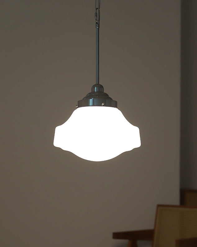 Vintage Opaline Glass Pendant Light