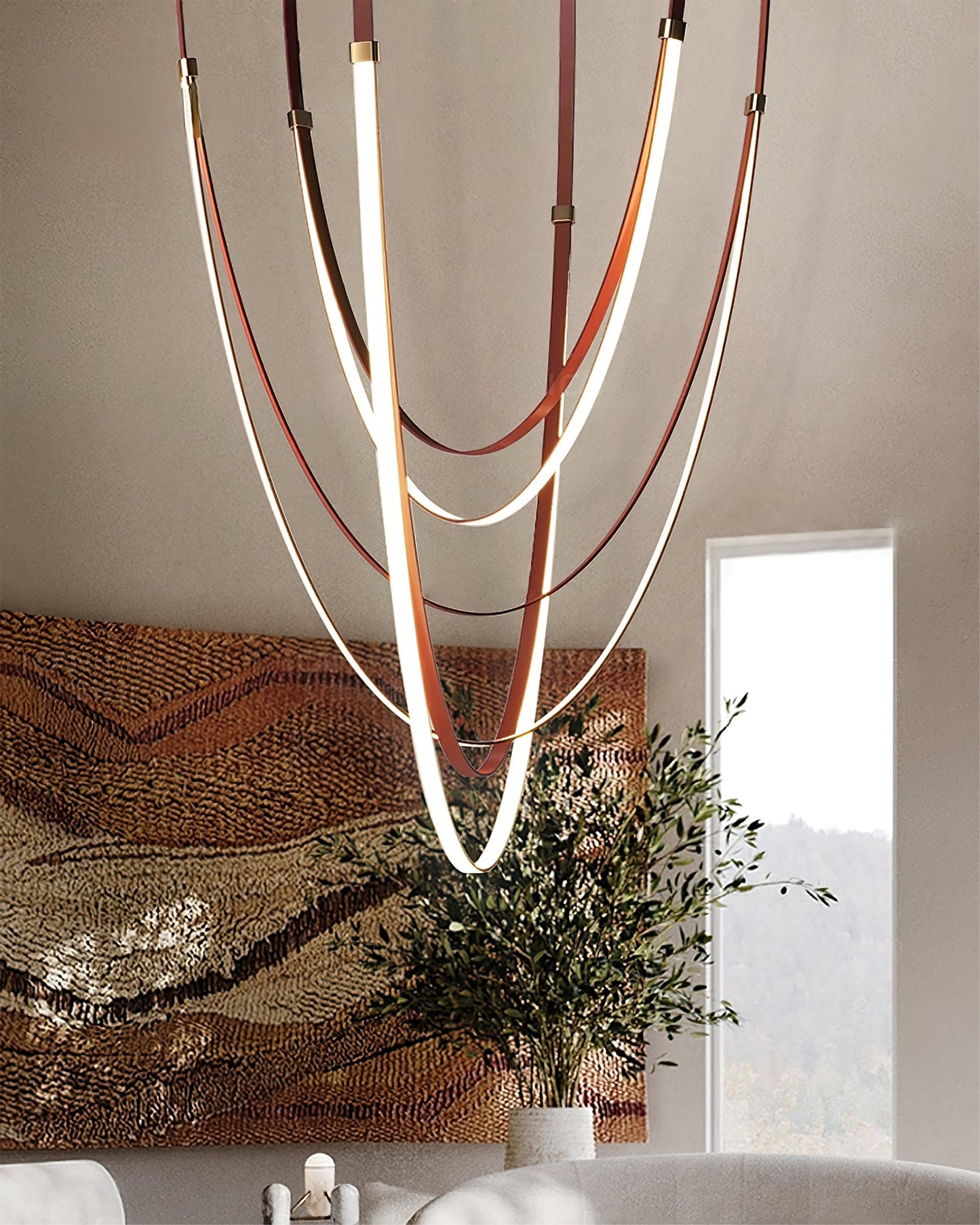 Coffee Ribbon Hanging Chandelier