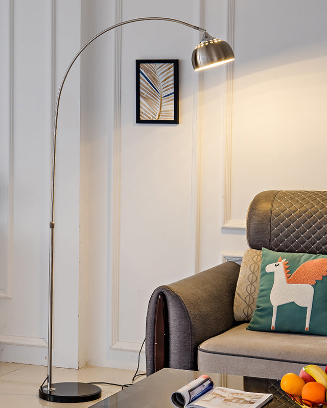 Arc Floor Lamp with Stainless Steel Dome Shade