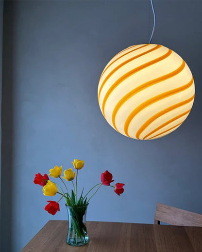 Swirling Glass Globe Pendant Light