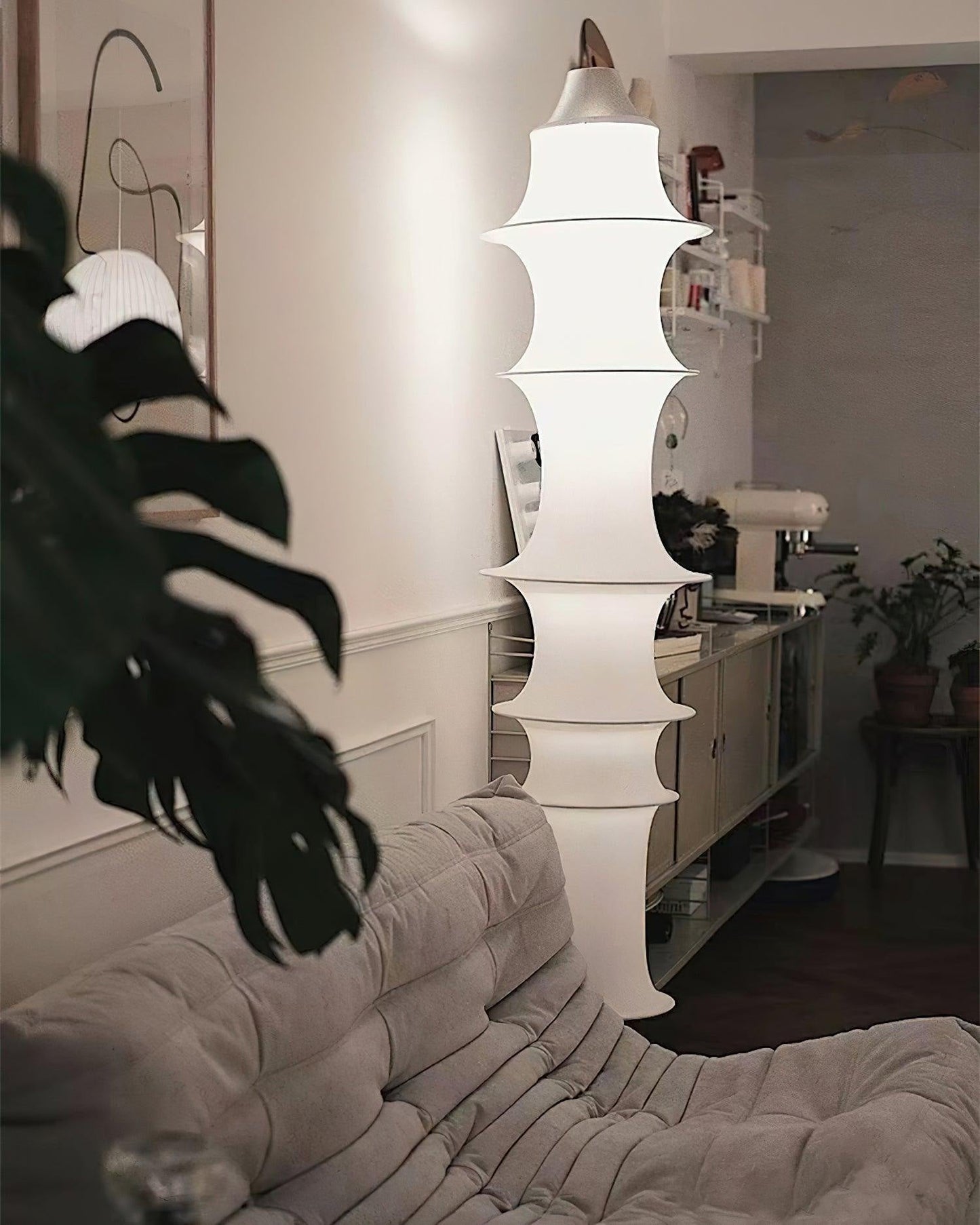 Japandi Silk Column Floor Lamp
