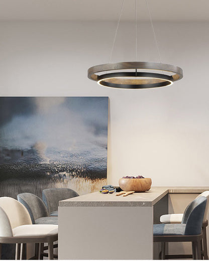 Circular Chandelier - Oak Light