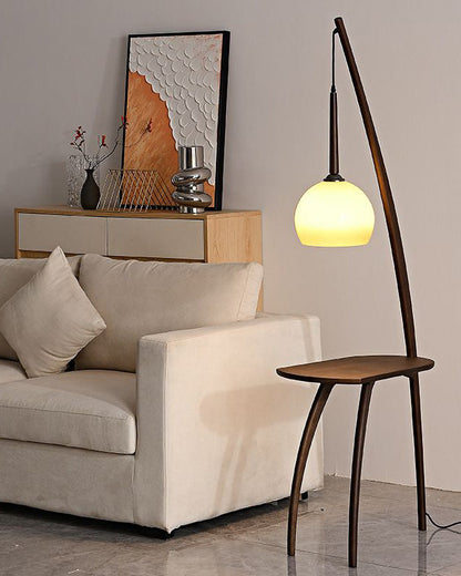 Hanging Floor Lamp with Integrated Table