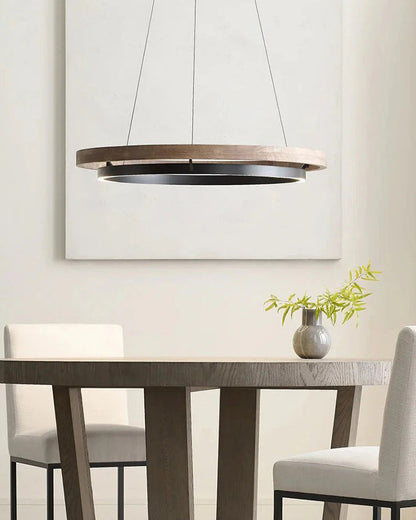 Circular Chandelier - Oak Light