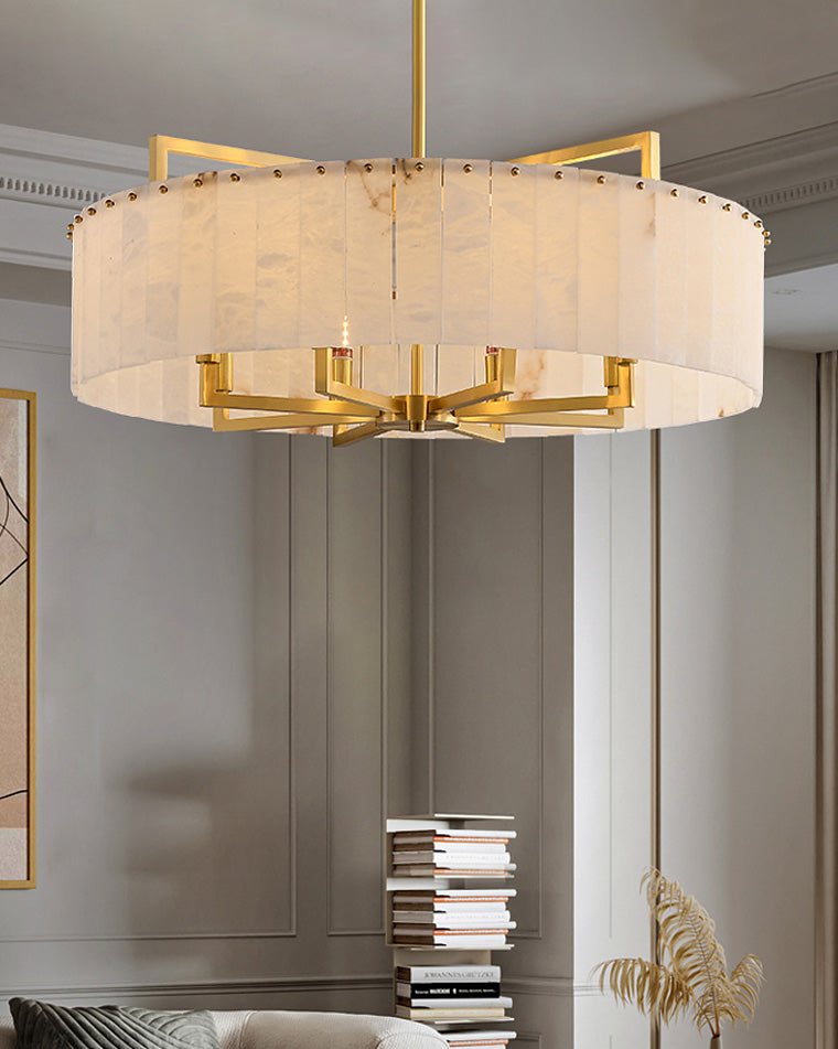 Round Mineral Gold Chandelier