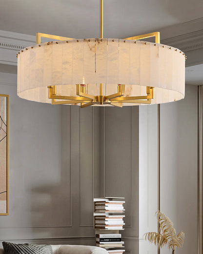 Round Mineral Gold Chandelier