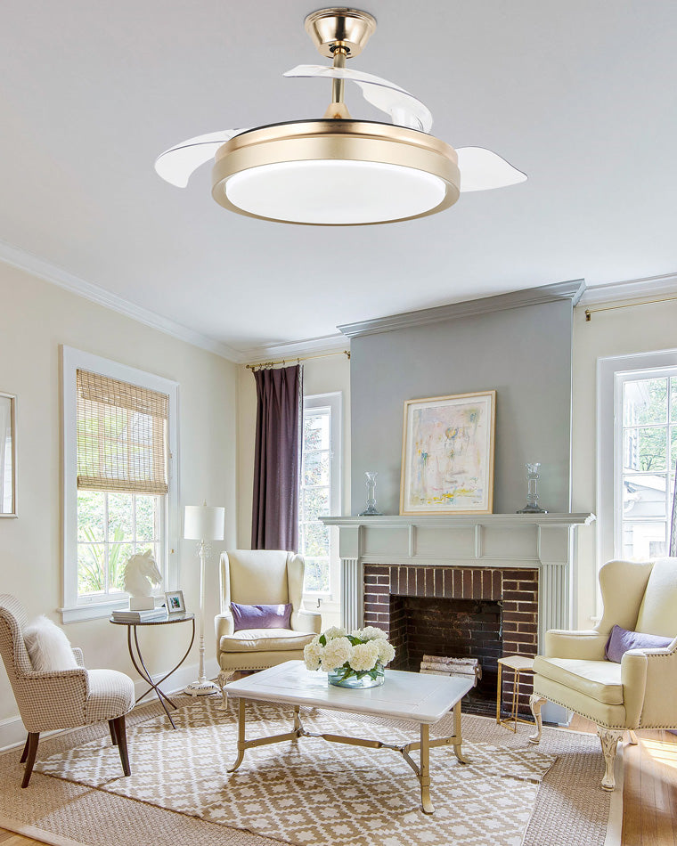 Modern black retractable ceiling fan