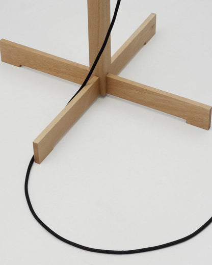 Wooden Floor Lamp with Fabric Shade