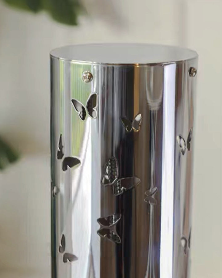 Cylindrical Floor Lamp with Butterfly Ambiance
