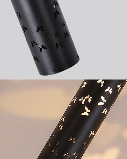 Cylindrical Floor Lamp with Butterfly Ambiance