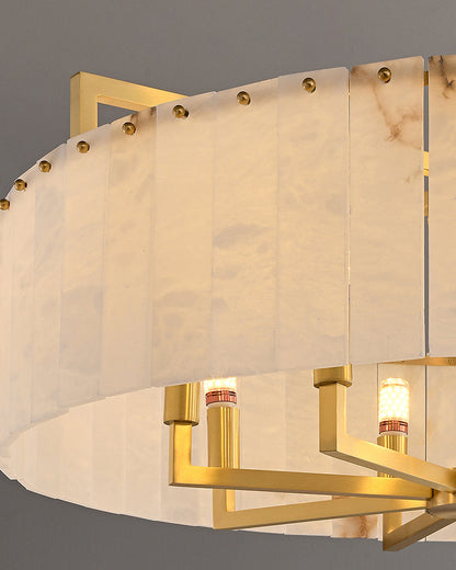 Round Mineral Gold Chandelier