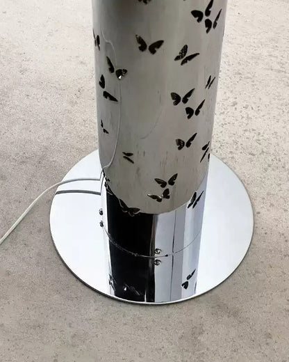 Cylindrical Floor Lamp with Butterfly Ambiance