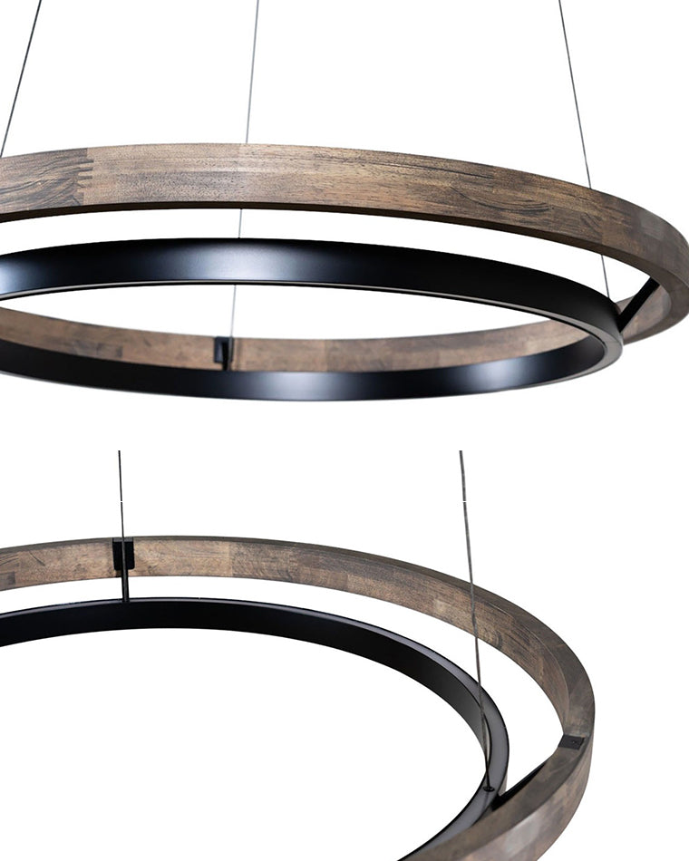 Circular Chandelier - Oak Light