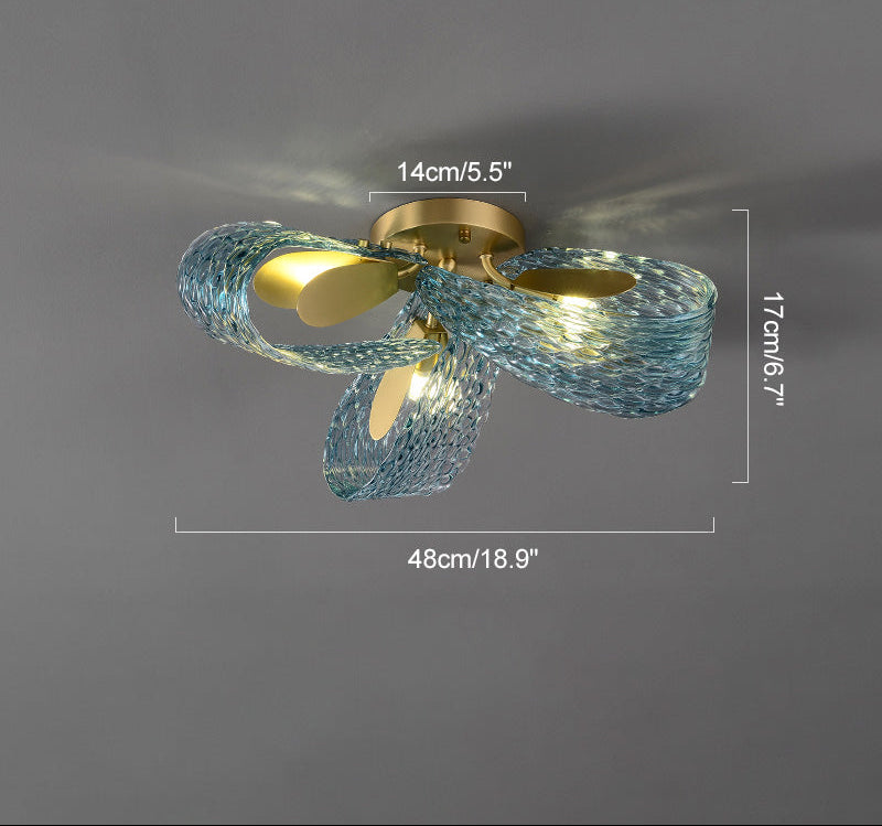 Peacock Glass Semi-Flush Mount Ceiling Light