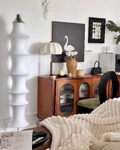 Japandi Silk Column Floor Lamp
