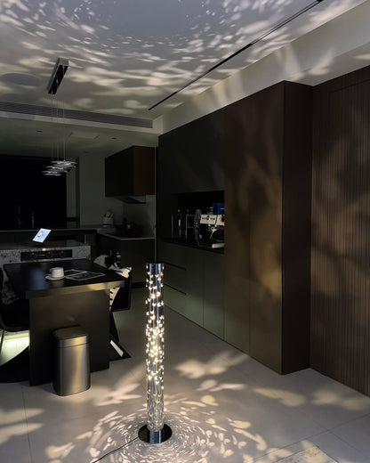 Cylindrical Floor Lamp with Butterfly Ambiance