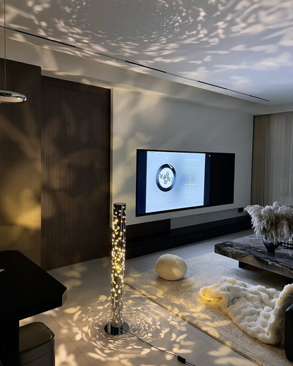 Cylindrical Floor Lamp with Butterfly Ambiance