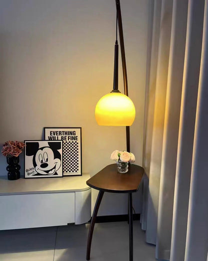Hanging Floor Lamp with Integrated Table