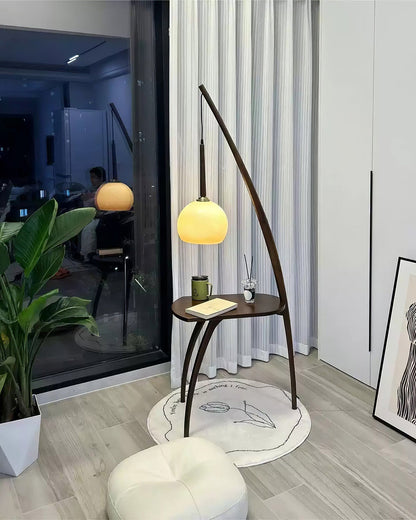 Hanging Floor Lamp with Integrated Table