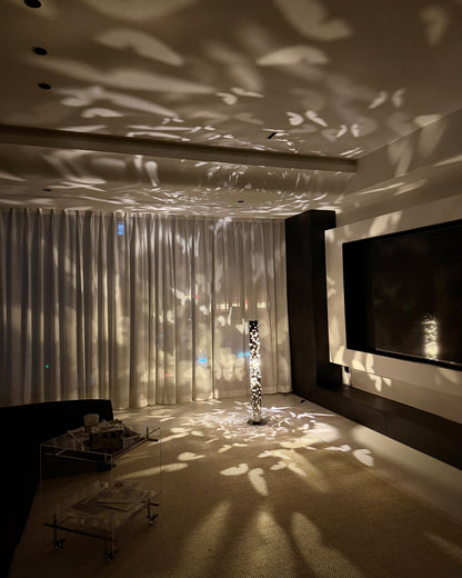 Cylindrical Floor Lamp with Butterfly Ambiance