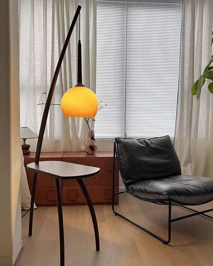 Hanging Floor Lamp with Integrated Table