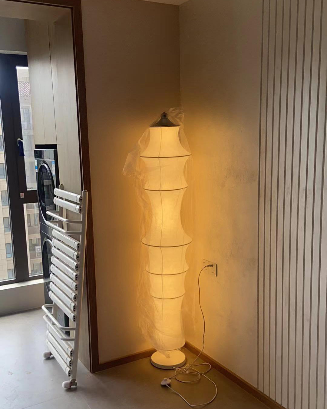 Japandi Silk Column Floor Lamp