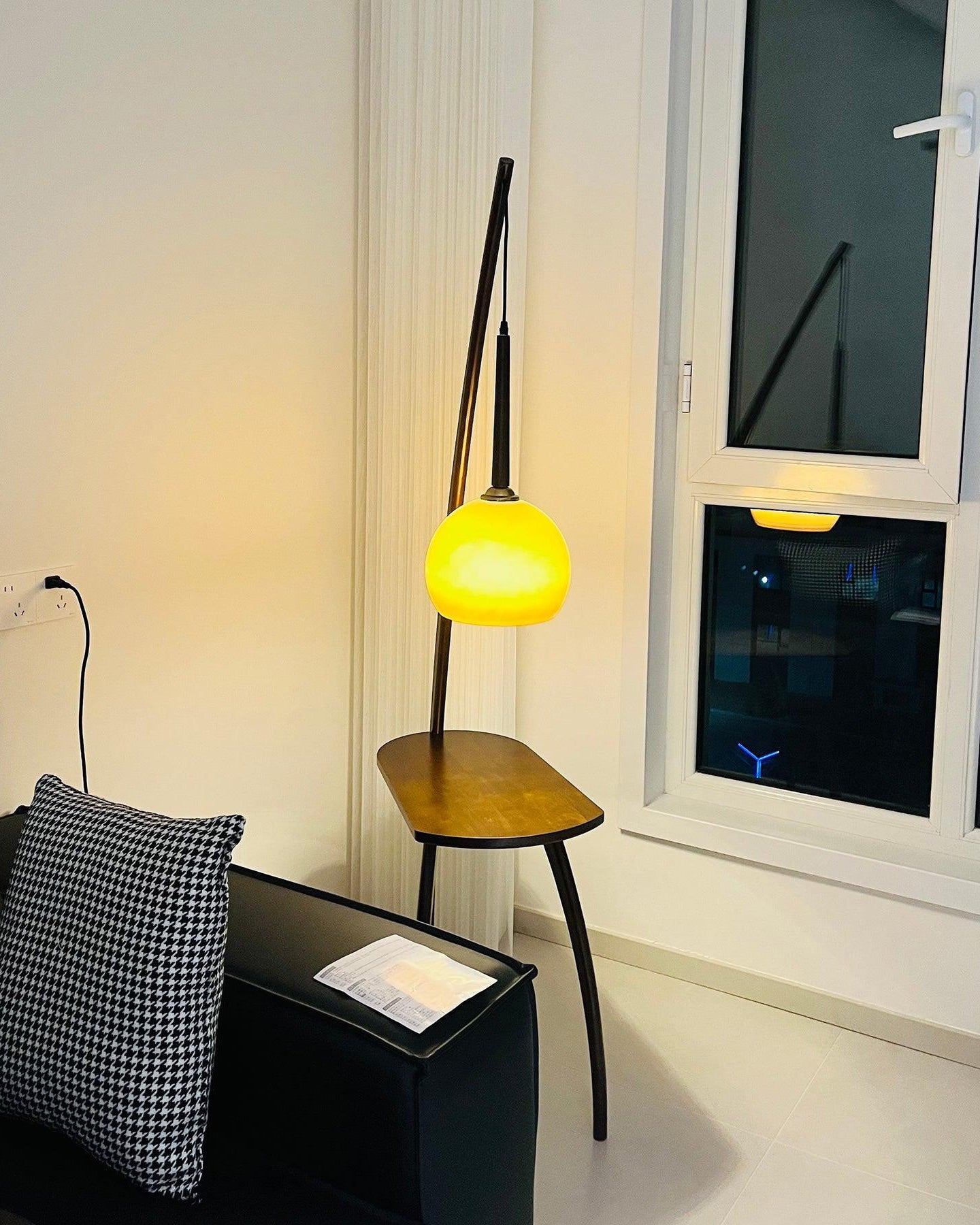 Hanging Floor Lamp with Integrated Table