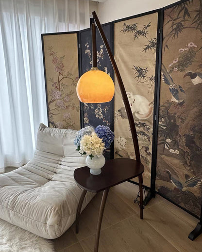 Hanging Floor Lamp with Integrated Table