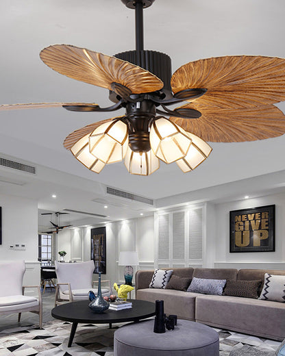 Golden Palm Tree Ceiling Fan