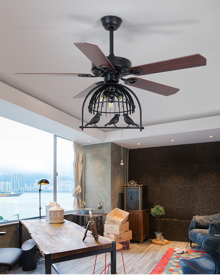 Vintage Style Ceiling Fan with Deco-RetroCage™ Cage