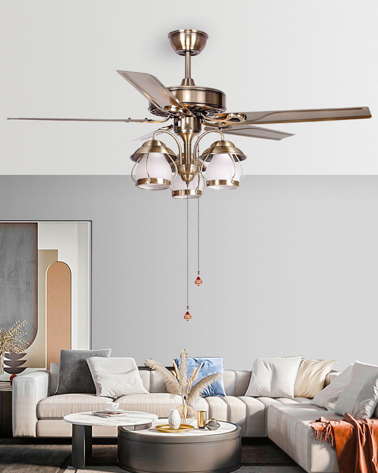 Vintage Ceiling Fan with Chandelier