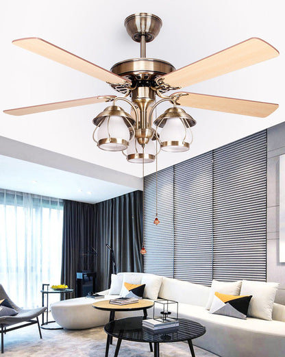Vintage Ceiling Fan with LED Chandelier
