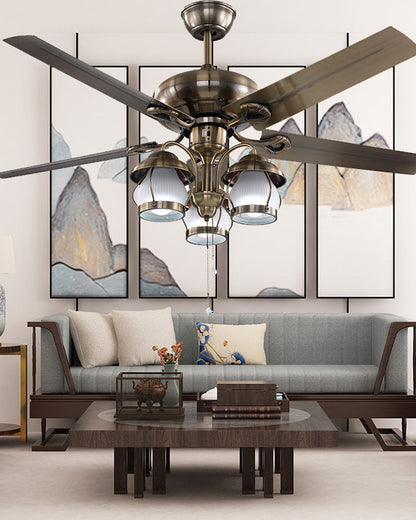Vintage Ceiling Fan with Chandelier