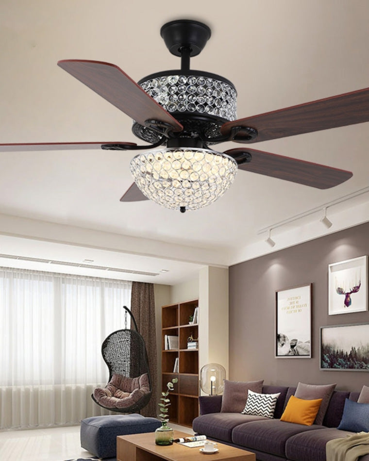Ceiling Fan with Crystal Chandelier - Crystal Vintage