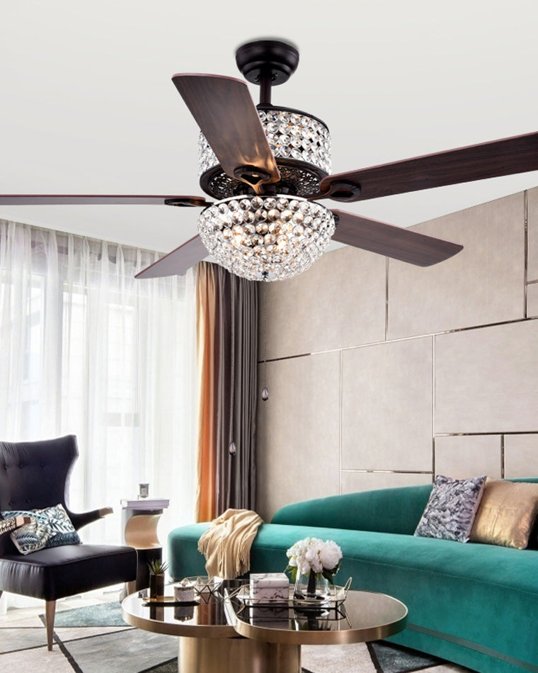 Ceiling Fan with Crystal Chandelier - Crystal Vintage