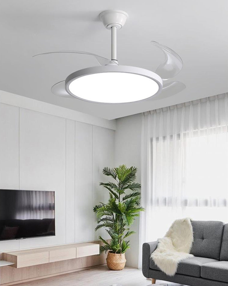 Lumina Fold White Retractable Ceiling Fan with Sleek Design