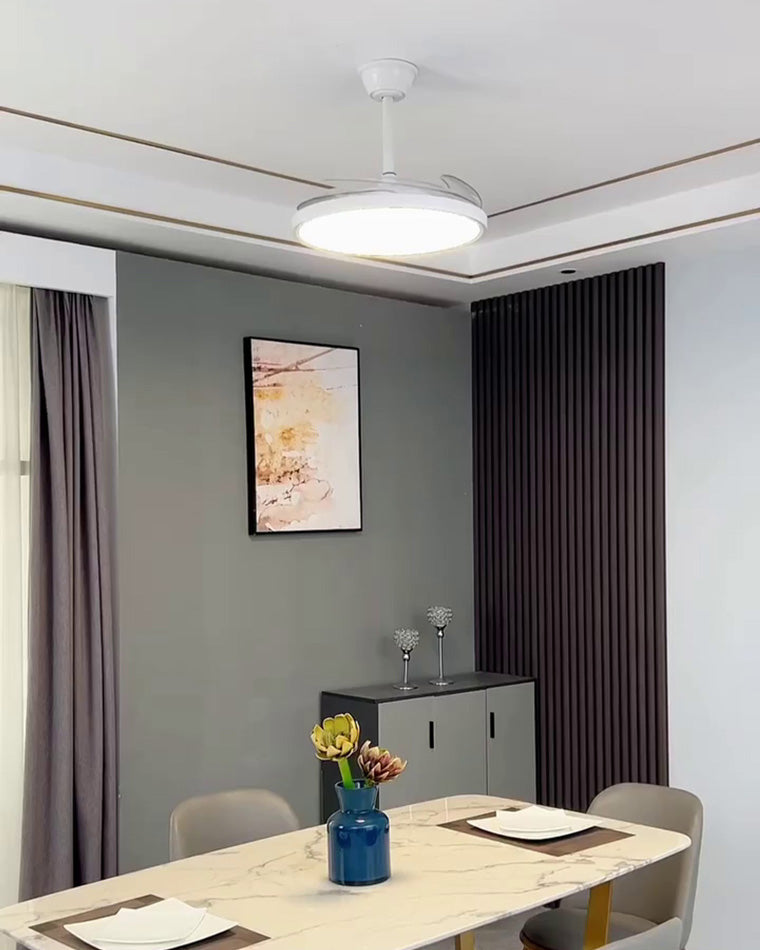 Lumina Fold White Retractable Ceiling Fan with Sleek Design