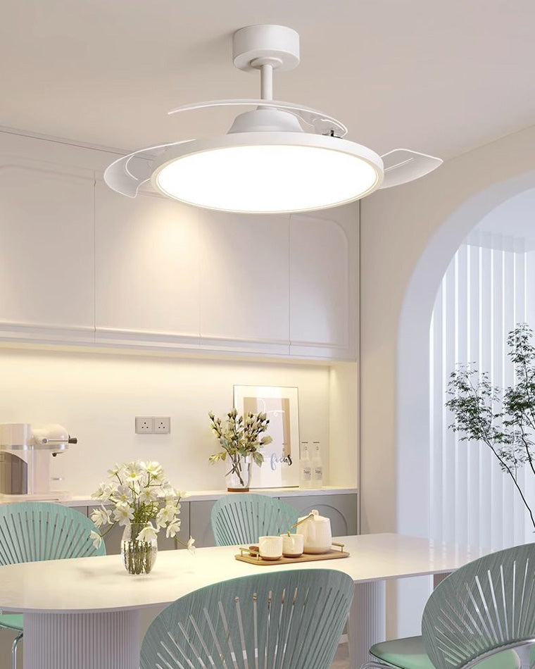Lumina Fold White Retractable Ceiling Fan with Sleek Design