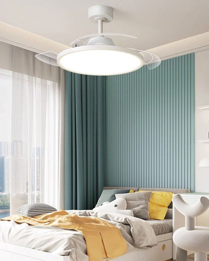 Lumina Fold White Retractable Ceiling Fan with Sleek Design