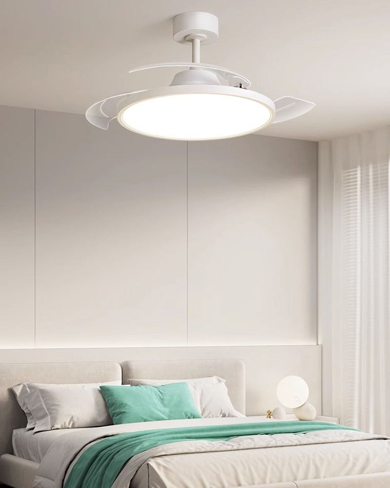 Lumina Fold White Retractable Ceiling Fan with Sleek Design