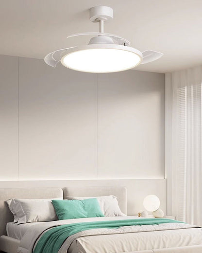 Lumina Fold White Retractable Ceiling Fan with Sleek Design