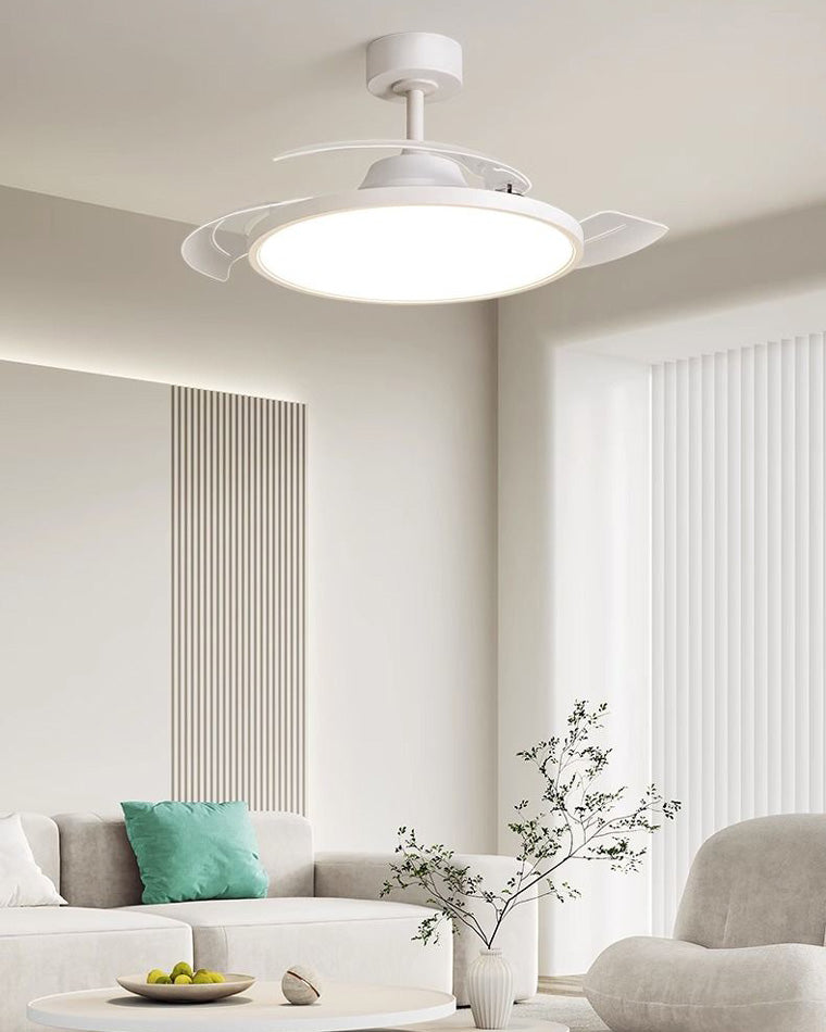 Lumina Fold White Retractable Ceiling Fan with Sleek Design