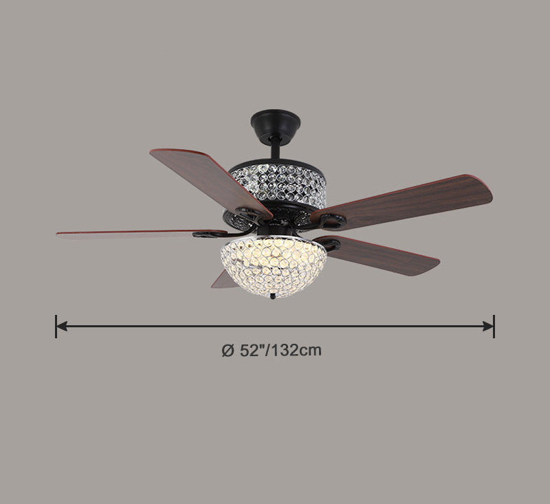 Ceiling Fan with Crystal Chandelier - Crystal Vintage