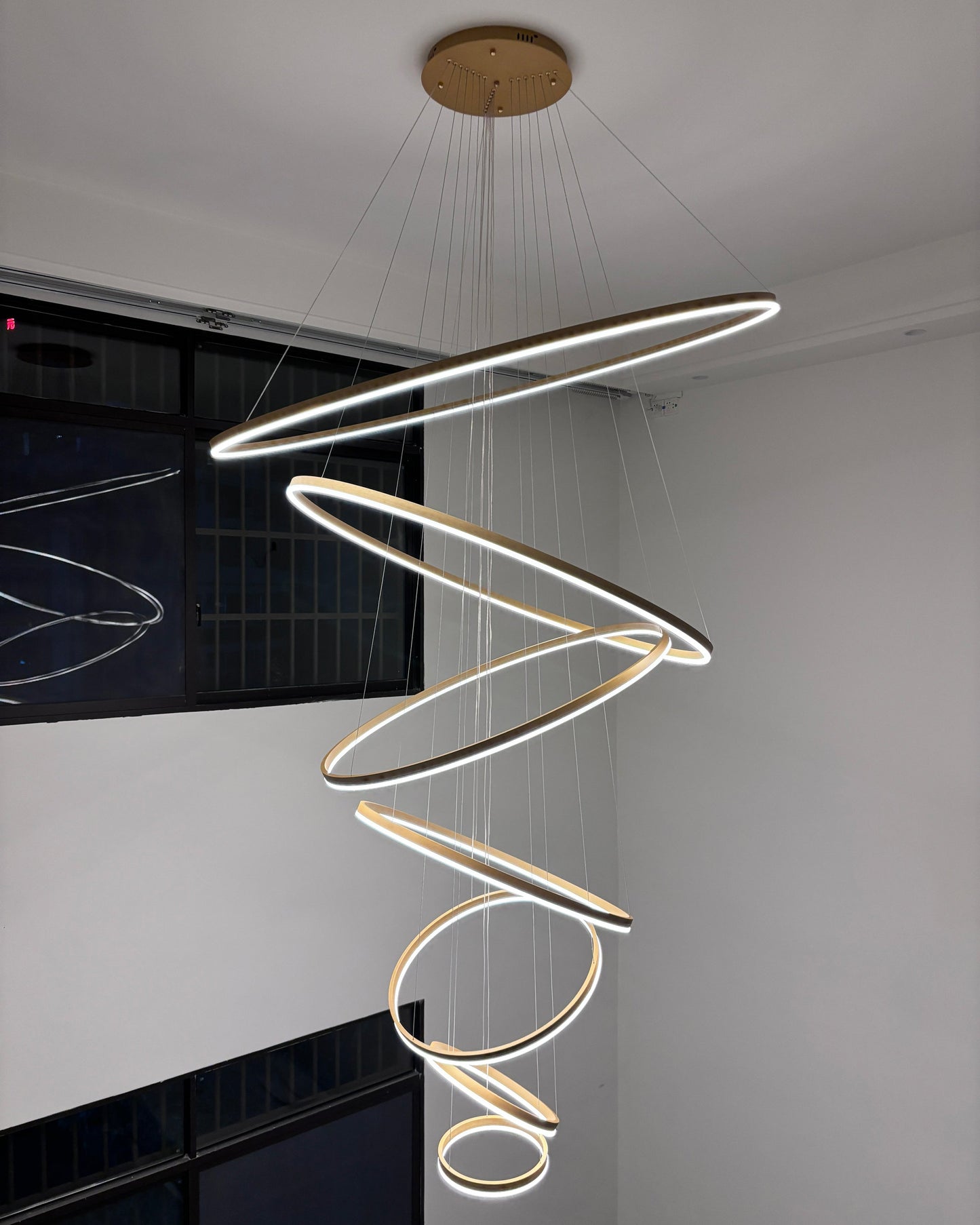 LED Ring Chandelier - Cascading Elegance